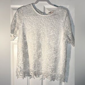 Philosophy lace overlay short sleeve top
